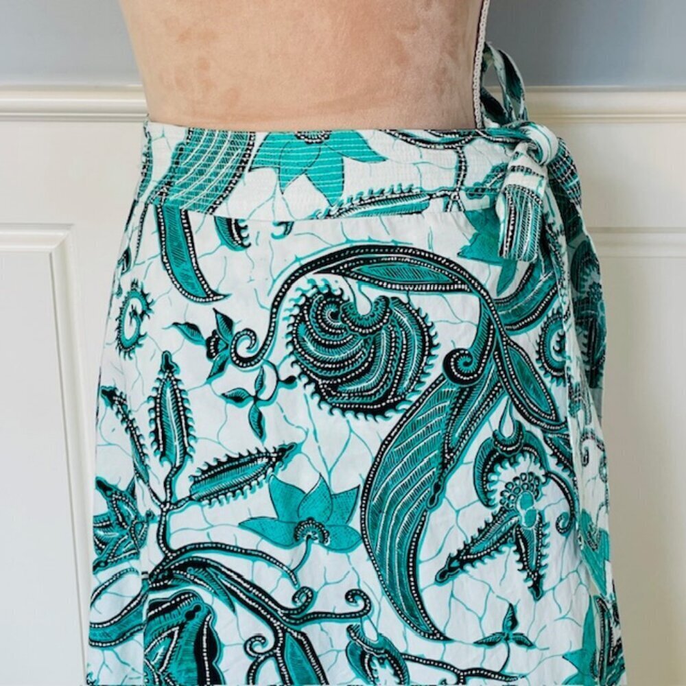 Love the Label Elyna Cotton Wrap Maxi Skirt Sasha Emerald Print NEW NWT Large - Picture 3 of 9